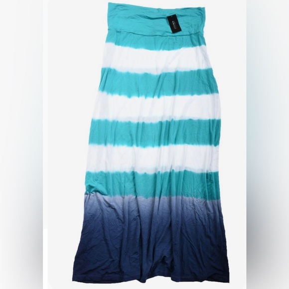 NWT Design History Blue White Stripes a ombré Maxi High Waisted Skirt - Picture 2 of 5